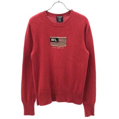 POLO JEANS Long Sleeve Cotton Knit Sweater M Red RALPH LAUREN Women Used