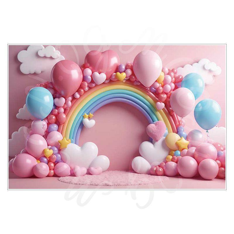 Balloon Cartoon Background Fabric for Pet Children's Birthday Party Decoration Wall Fabric, Photography and Photo-taking Background Fabric