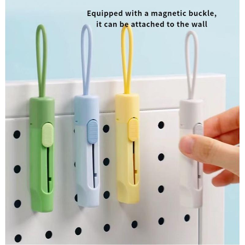 1pc Magnetic Letter Opener , Package Opener , Stainless Steel Serrated Blade, Portable Travel Design with Lanyard, Safe Non Damaging Tool for Cards