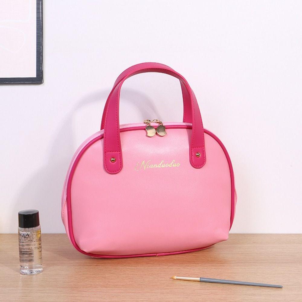 Storage Container PU Cosmetic Bag Large Capacity Washing Bag Portable Handheld  Make Up Bag  Girls