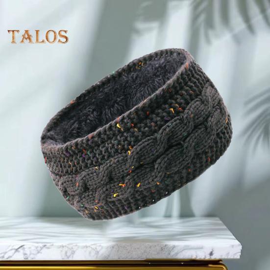 Bandeau d'hiver pour femme, doublé polaire, cache-oreilles, tricot torsadé, épais et chaud, bandeau au crochet, couleur unie
