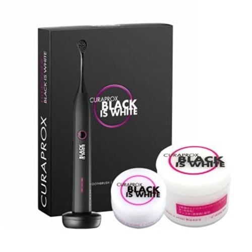 Curaprox Black is White Electric Toothbrush + Toothpaste Powder 3g + 20g