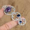 Natural Star Amethyst Tanzanite Quartz 925 Sterling Silver Anniversary Pendant