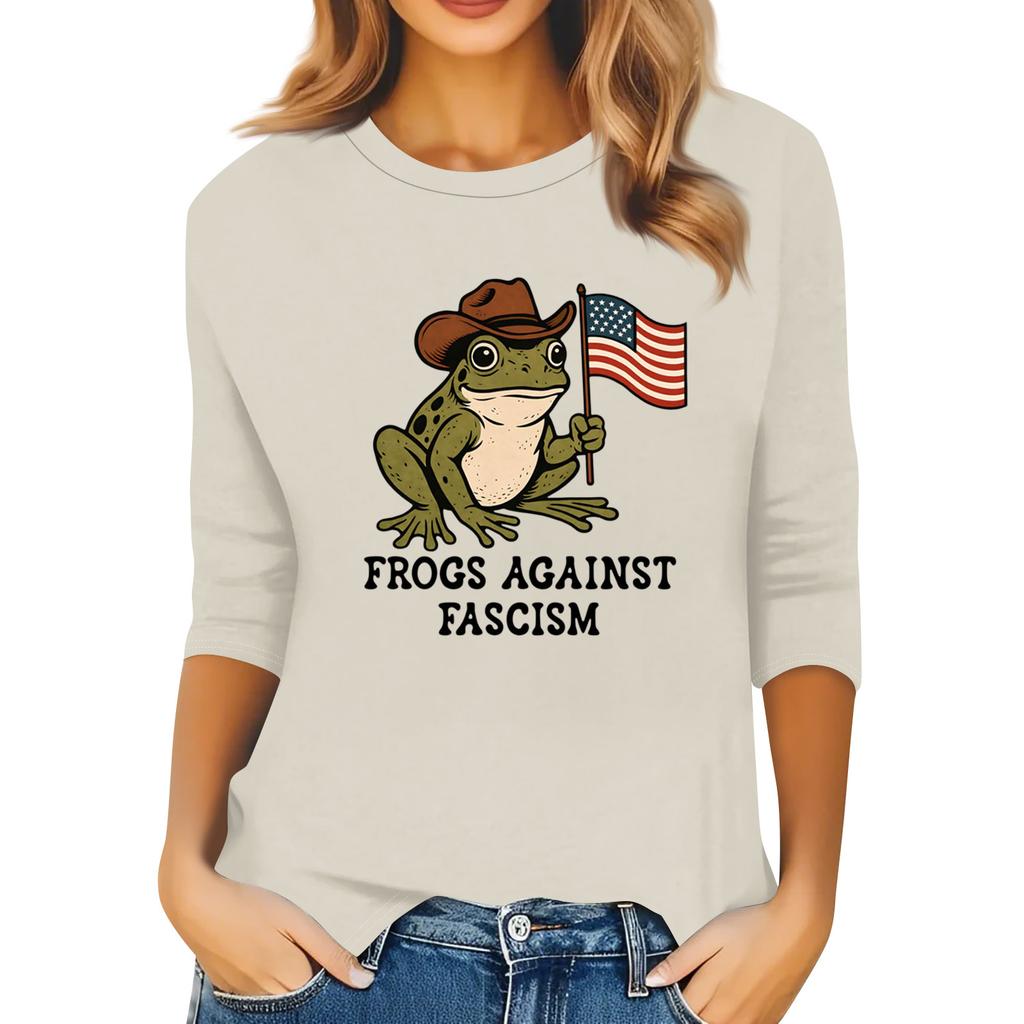 Women's Fashionable Casual Three-quarter Sleeve Round Neck Top