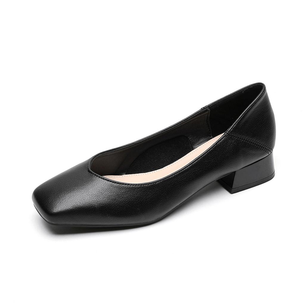 Weiwei Girl 9258-13 Grandma Shoes Women's Thick Heel 2025 Summer French Single Shoes Medium Heel Shallow Mouth Evening Women's Shoes
