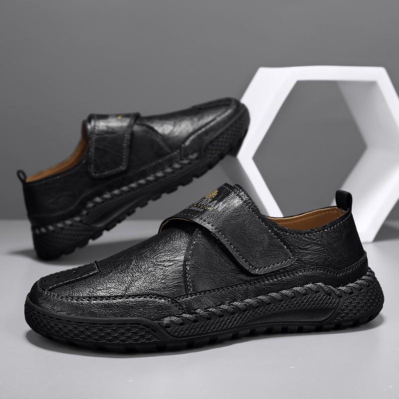 Mens Large Size Loafer Shoes Hand Stitched Slip On Casual Leather Flat Business Comfort