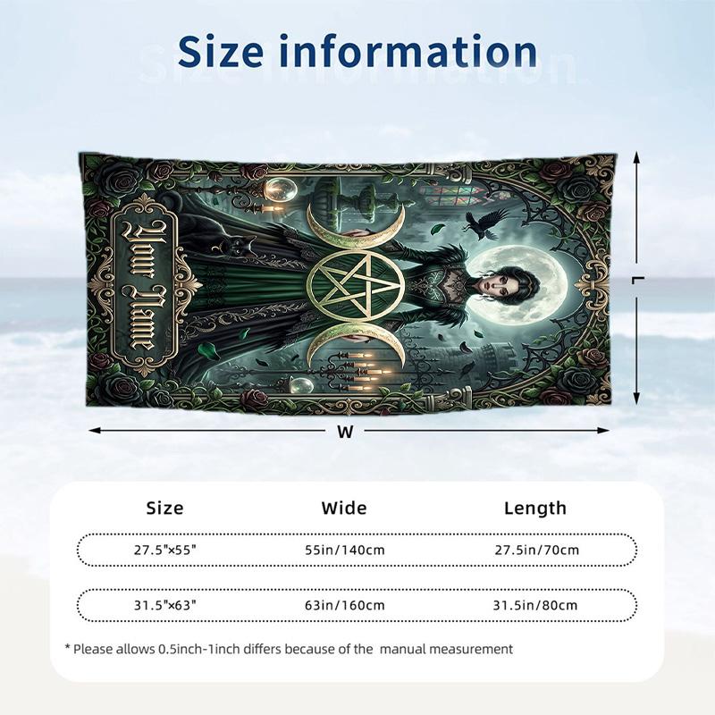 Witchcraft Theme Beach Towel Personalized Custom Name & Text Soft Quick Dry Beach Towel for Swimming Travel