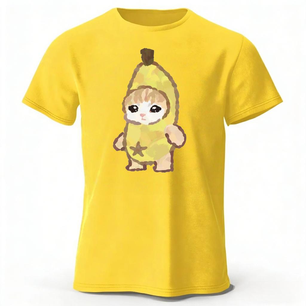 2026 Trendy Banana Kitten New Pure Cotton Short Sleeved Menwomen Daily Street Wear Plus Size Comfortable Casual Tshirt Top