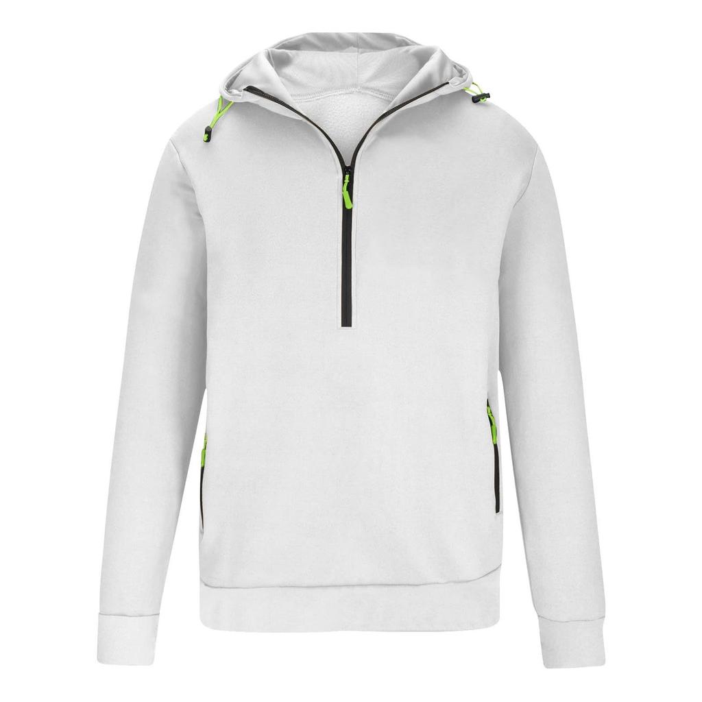 Men's Hooded Sweatshirt Casual Pullover Solid Color Half Zipper Simple Hooded Hoodie Man