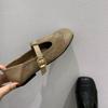 Vintage T-Schnalle mit Mary Jane Schuhen für Damen 2025 neu quadratische Spitze flacher Boden hoch passender Rock Ballett Einzelne Schuhe für Damen