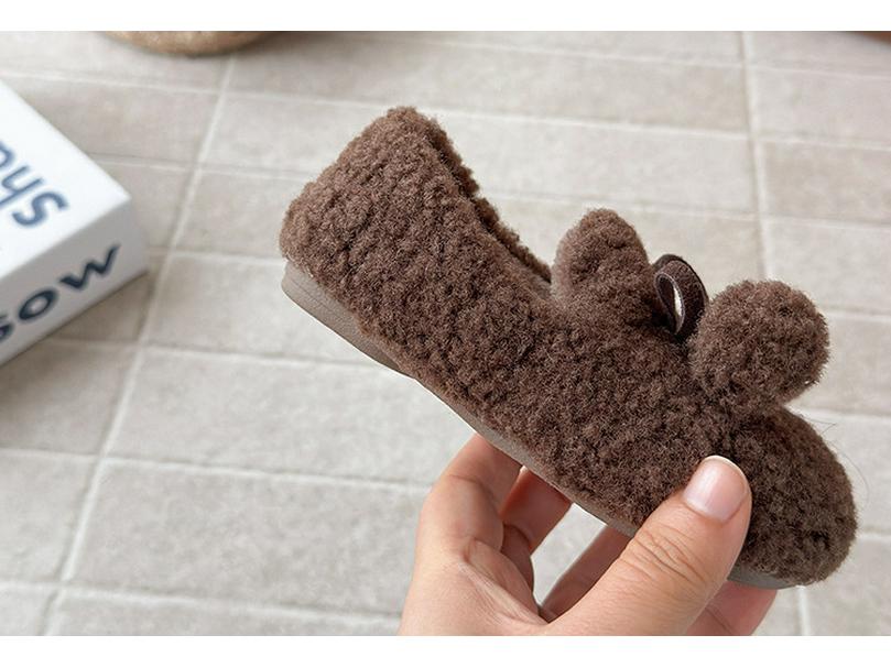 Girls' Plus Velvet Cotton Shoes - Winter 2025 Fur Ball Loafers with Soft Sole for Babies and Children