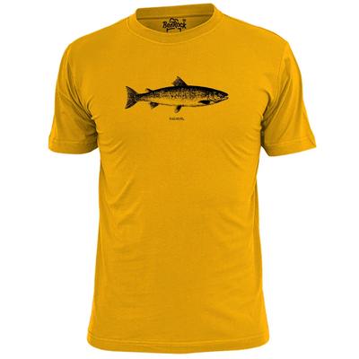 T-shirt da uomo vintage con disegno di salmone Pesca