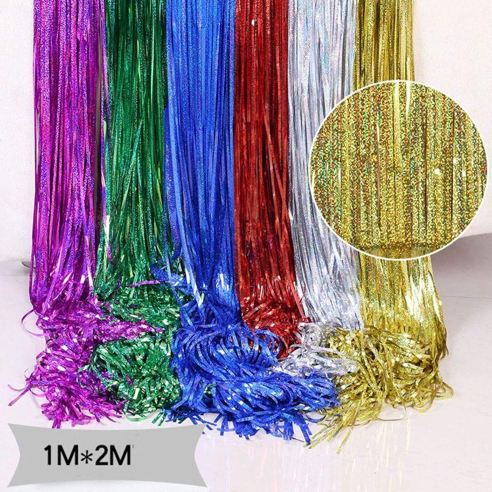 Foil Laser Christmas Wedding Prom Birthday Party Tassels Door Curtain Foil Curtain Rainwire Curtain