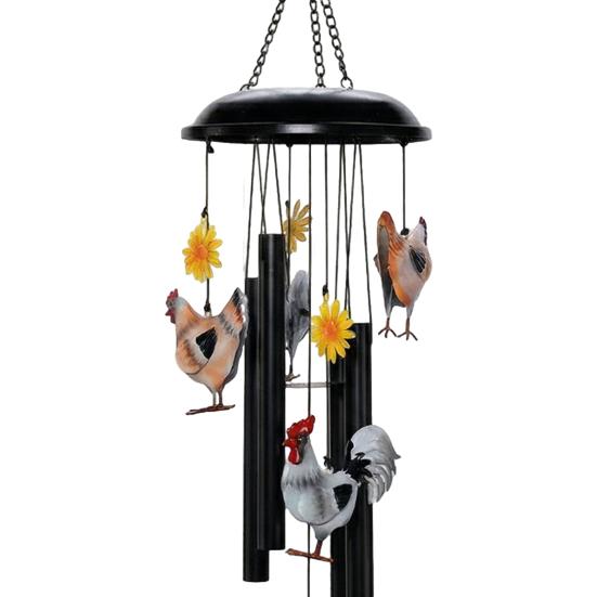 Chicken Wind Chime for Outside Rustic Metal Rooster Sunflower Wind Chime for Garden Patio Porch Lawn Yard Decor Gifts for Women Men Mother