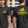 Landshark Lager 2 Stranné Tričko, Vtipné Tričko s Žralokem, Dárek pro Milovníka Oceánu, Tričko na Dovolenou na Pláži, Vtipné Grafické Tričko, Tričko s Ploutví Žraloka na Ostrově