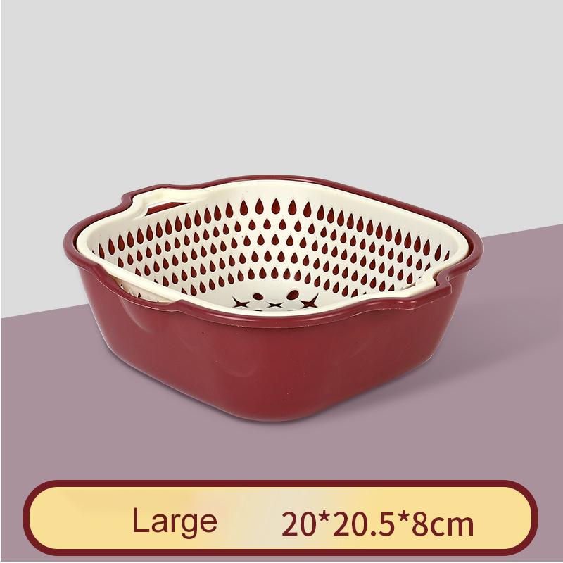 Multifunctional Double-Layer Drain Basket 2PCS/Set Vegetable Wash Basket Plastic Strainer Filter Food Colander Kitchen Gadget