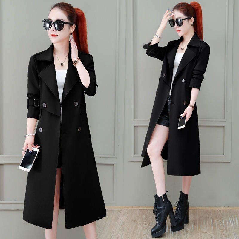 Womens Mid-Length Trench Coat With Lining 2026 Loose Slim Fit Elegant Fashion Outerwear