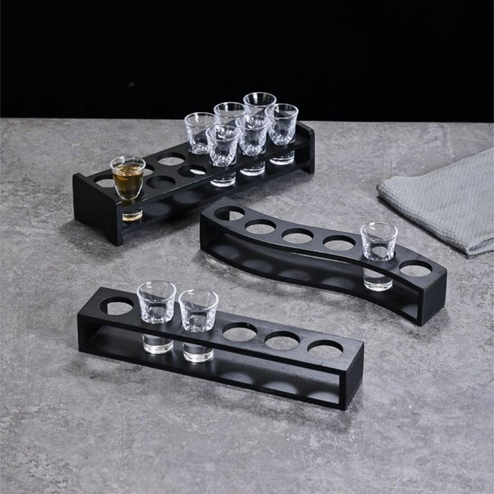 Platzsparendes Shotglas-Halter-Rundloch-Weinbecher-Regal Bambus-Shotglas-Tablett Küche