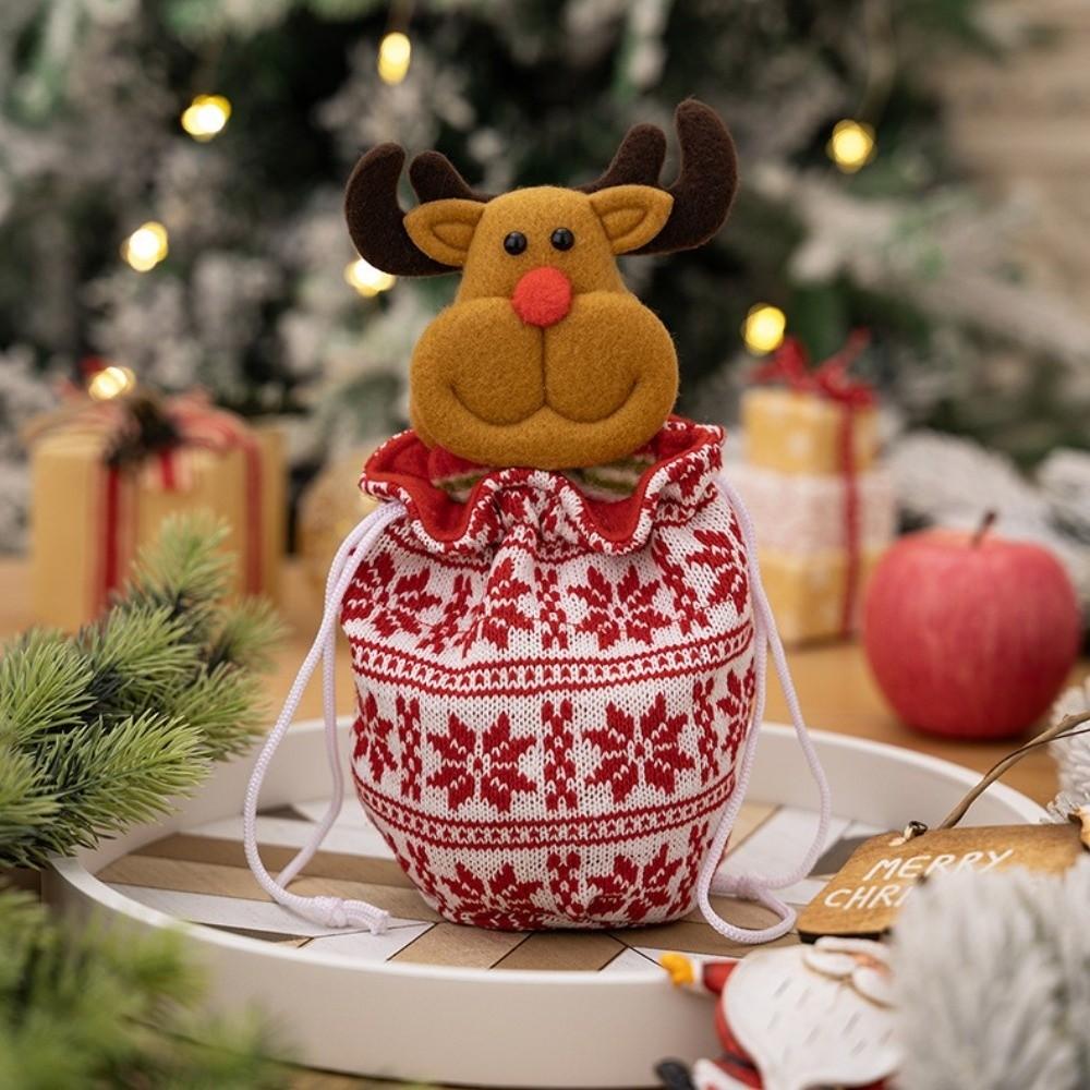 Knitted Christmas Knitted Gift Bags 3D Cartoon Candy Storage Bags  New Year Celebration