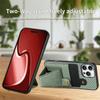 For iPhone 16 Pro Case K-Shaped Kickstand Leather+PC+TPU Phone Cover