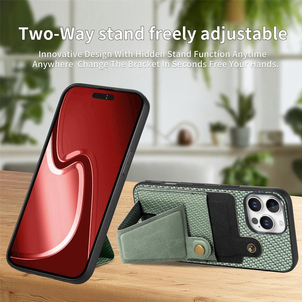 For iPhone 16 Pro Case K-Shaped Kickstand Leather+PC+TPU Phone Cover