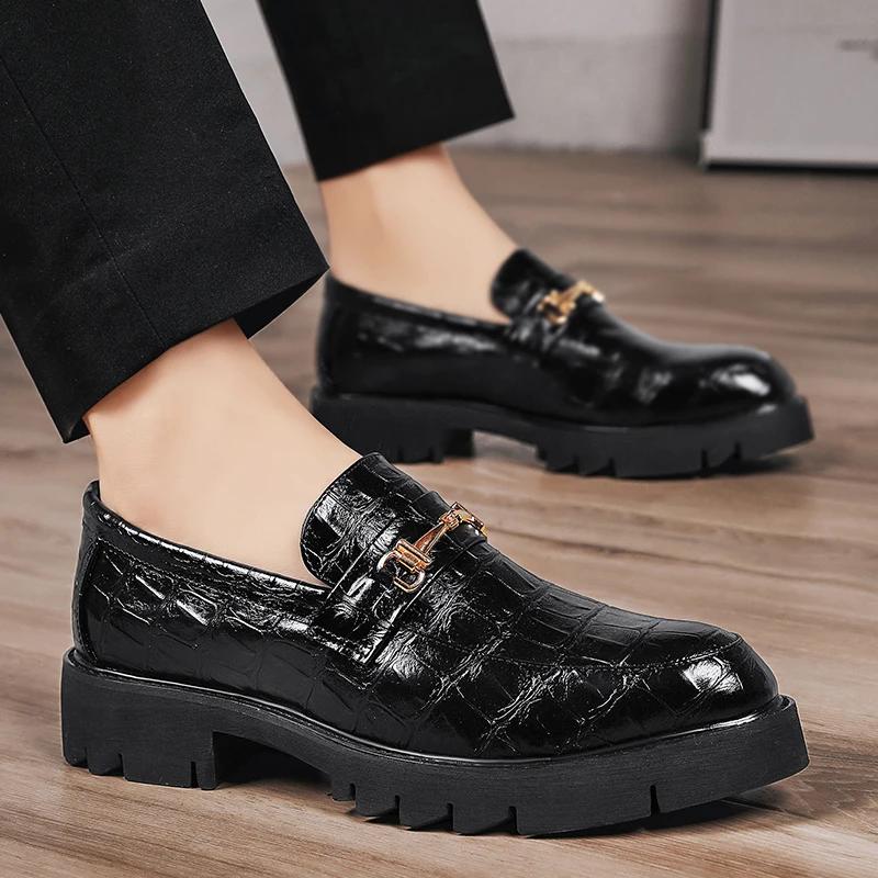 Luxusmarke Herren Klassische Slipper Mode Lässige Lederschuhe Hohe Qualität Bequem Leicht Dicke Sohle Outdoor Kleiderschuhe