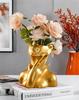 Resin Vase For Home Décor, Decorative Flower Pot Showpiece, Golden - 12 Cm
