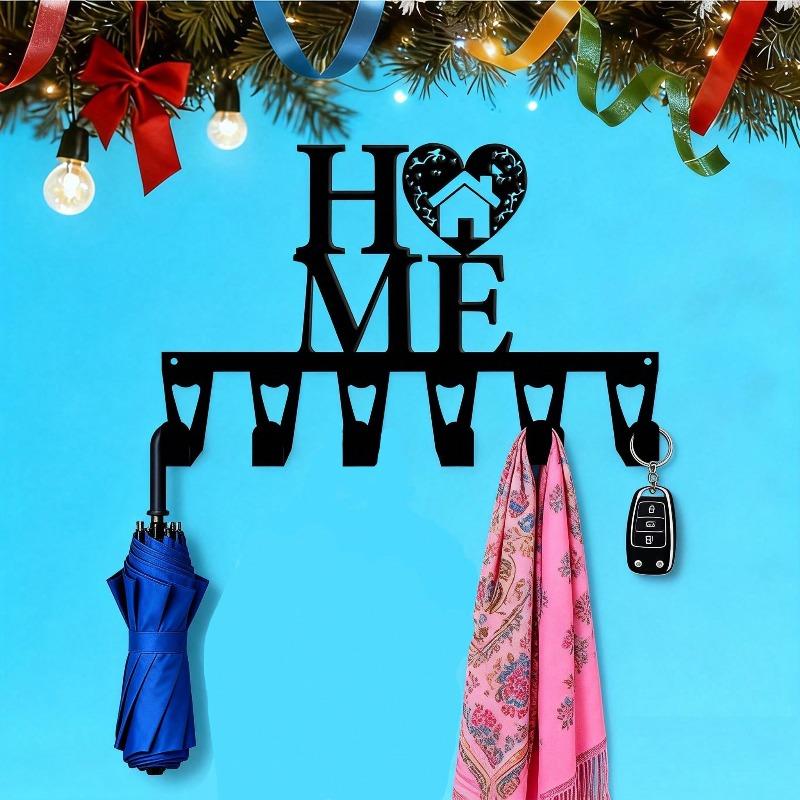 Vintage Wall Mounted Key Holder with Dog Design, 6 Hooks for Entryway and Bedroom, Hand Forged Iron Home Decor