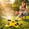 360 Degree Automatic Rotating Lawn Sprinkler Watering System with Adjustable Spray Arms and Hose Connector for Garden Lawn Irrigation