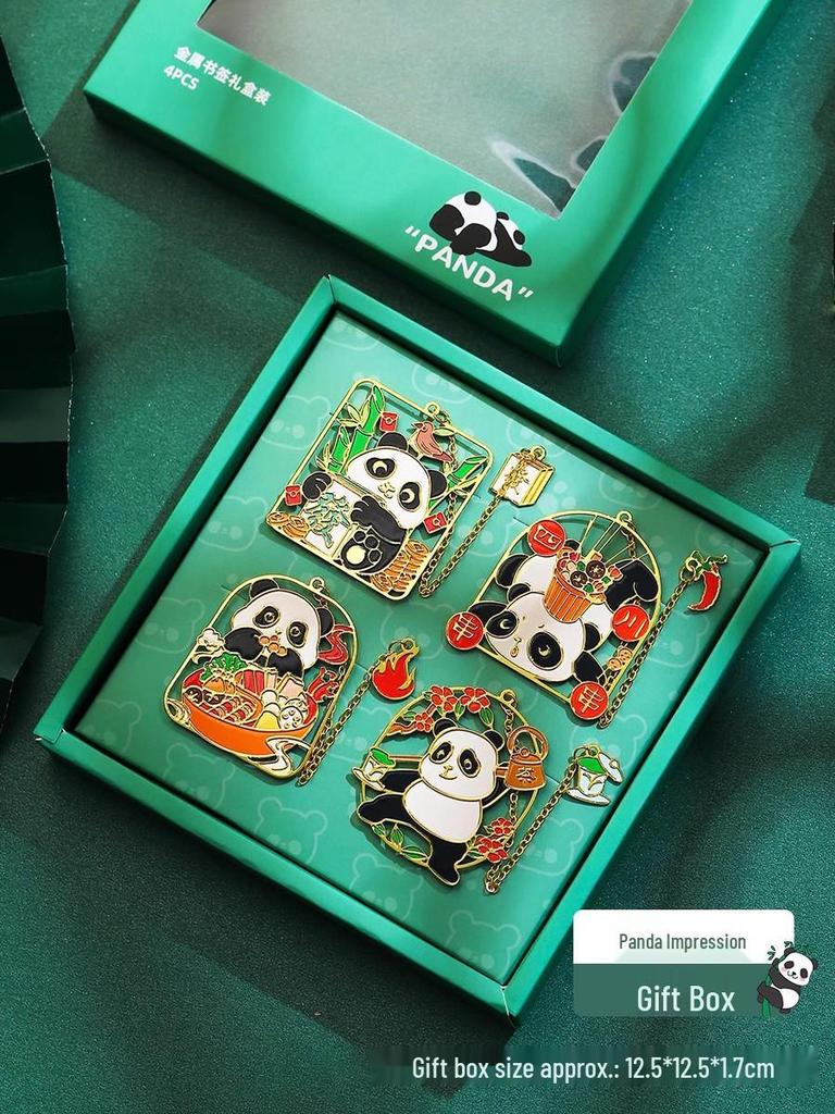 Sichuan Chengdu Giant Panda Metal Bookmark Gift Box - Cute Cartoon Chinese Style