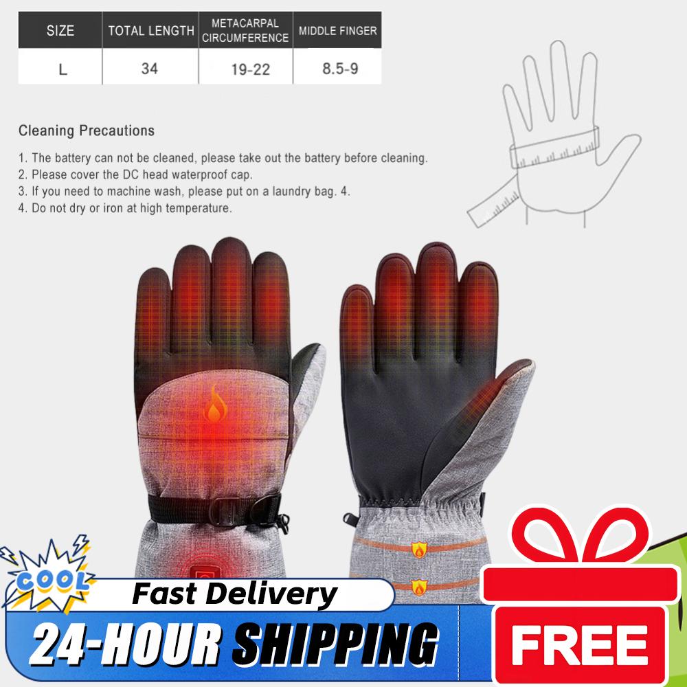 Smart Heated Gloves Winter Waterproof Electric Heating Gloves for Motorcycle Riding Outdoor Sports & Skiing (Gloves+Battery Box)