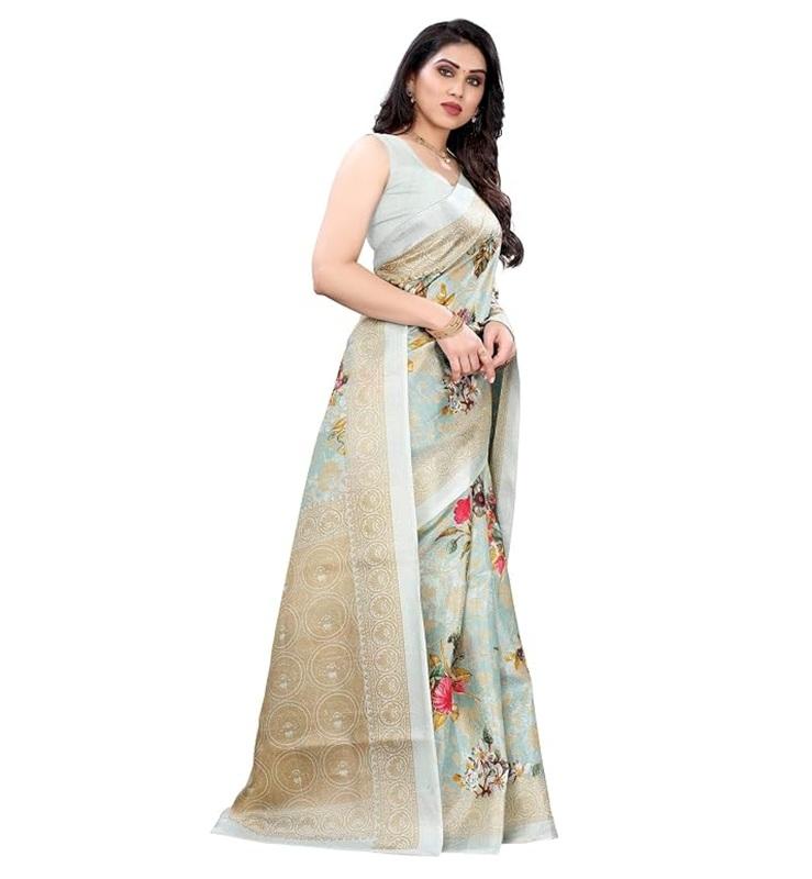 TreegoArt Fashion Women's Cotton Silk Fashion Wear Banarasi Saree with Blouse Piece - Pack Of 1
