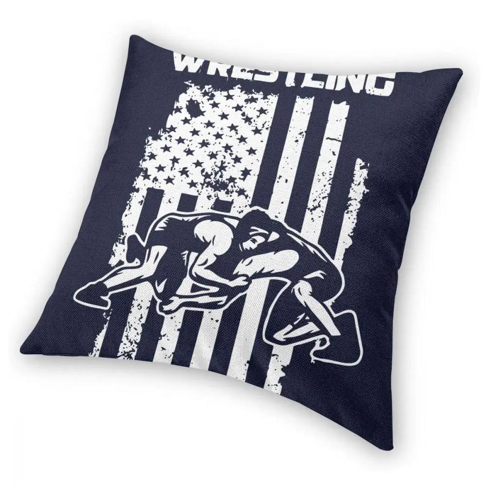 USA Wrestle Wrestler Kämpfer Kampf Kontaktsportarten Quadratischer Kissenbezug Polyester Dekokissen Lustige Kissenbezüge