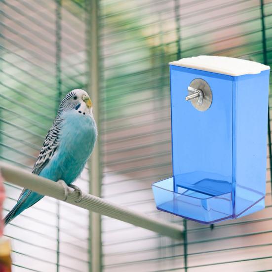 Yousheng Bird Feeder with Dustproof Lid Automatic Clear Anti-spill Mount Budgie Cockatiel Conure Food Dispenser Pet Supplies