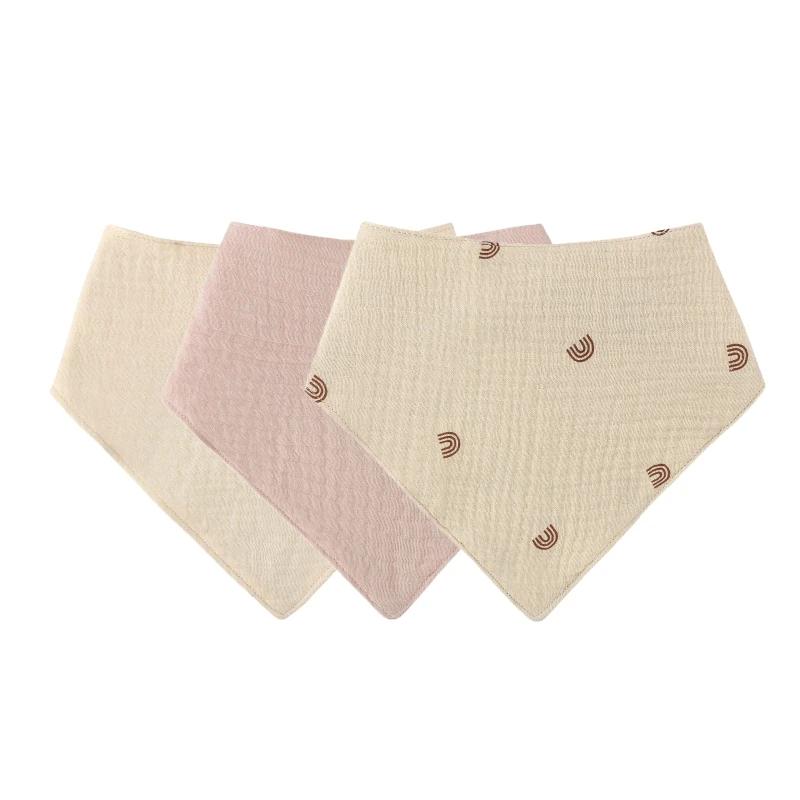Baby Infant Cotton Bib Newborn Solid Color Triangle Scarf Feeding Saliva Towel Bandana Burp Cloth Boys Girls Gift 3/4/5pcs/Set