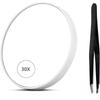 3.5" Magnifying Makeup Mirror 10X/20X/30X with Suction & Tweezers for Eyebrow Plucking