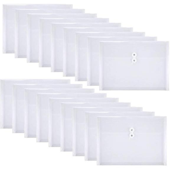 18 Packs Legal Size Plastic Filing Envelopes Clear File Folders with String Closure for Office School or Home