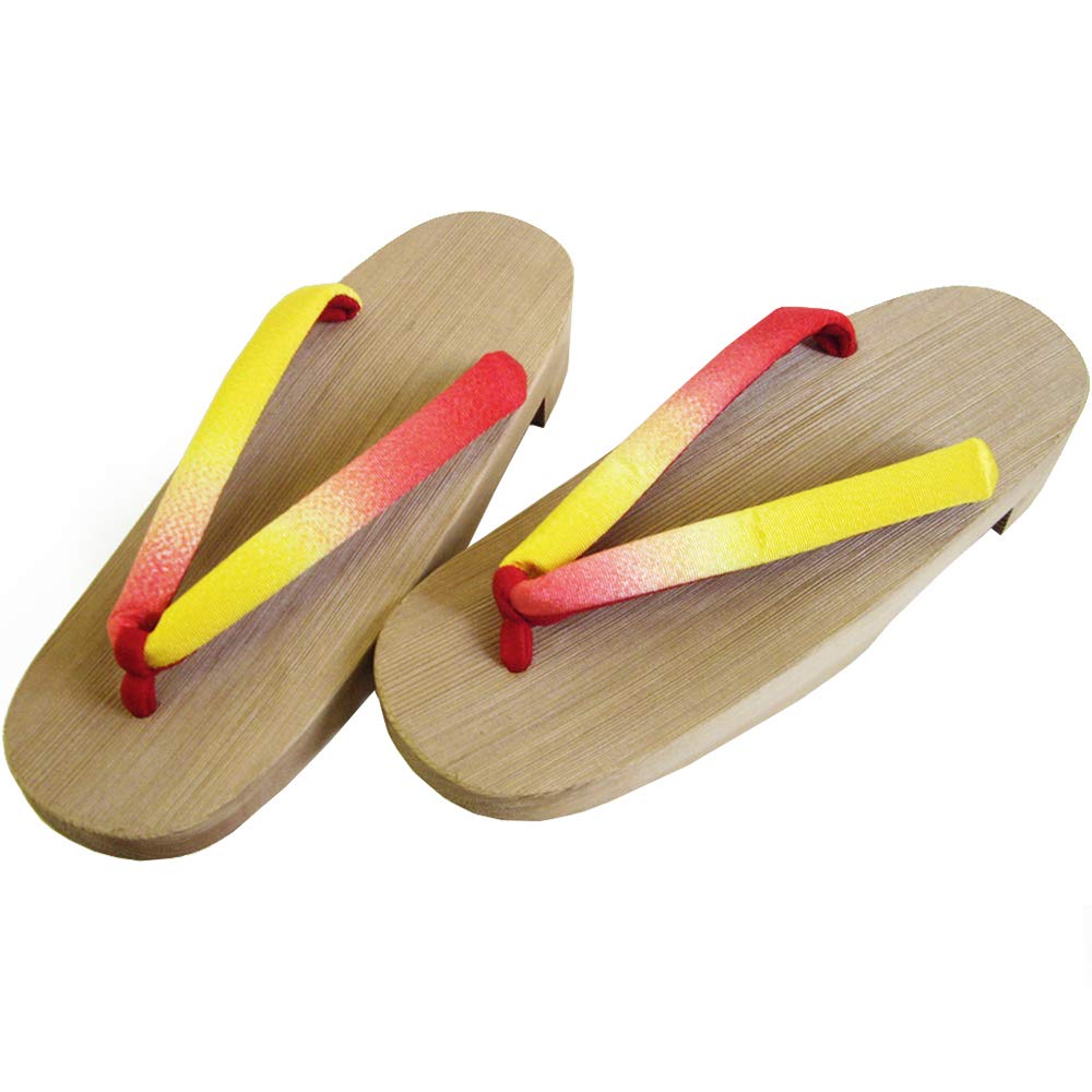 Kiso Nezuko Geta: Women's Geta with a Blurred Yellow-Red Pattern, a Traditional Craft Made in Japan, Carrying on 300 Years of Tradition