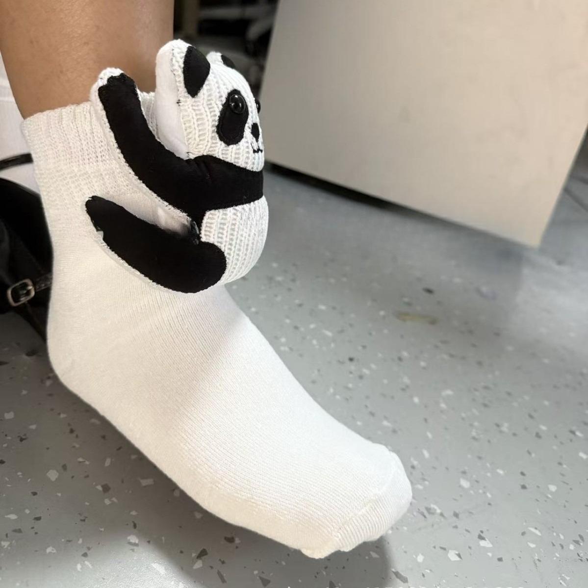 1 пара 3D вязаных носков с животными, милые необычные милые носки с ленивцем, кроликом, пандой, забавные напольные носки, рождественский праздничный подарок