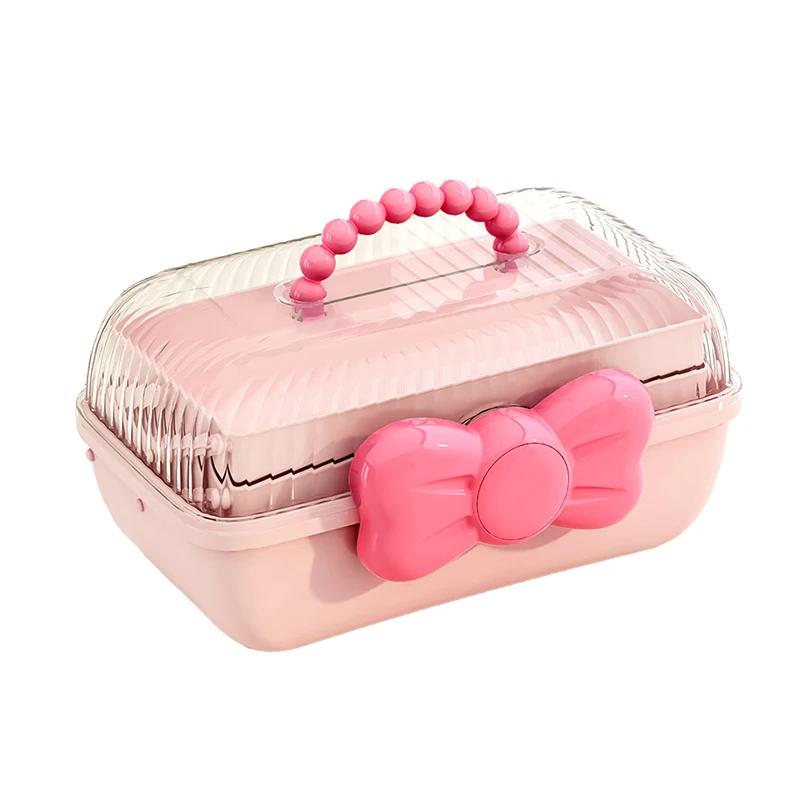 Hair Accessory Storage Box, Headband Necklace, Guka Large Capacity Household Transparent Cover, Layered Desktop, Children's Hair Accessory Storage