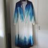 Spring Autumn Women's Shirt Dress Temperament Print Single-breasted Open Shirt Dress Casual Long Dress