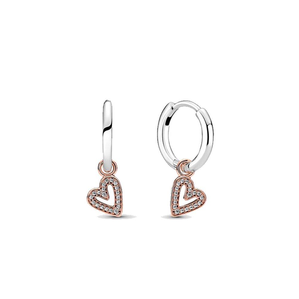 Pandora Sparkling Freehand Heart Hoop Earrings 280090C01