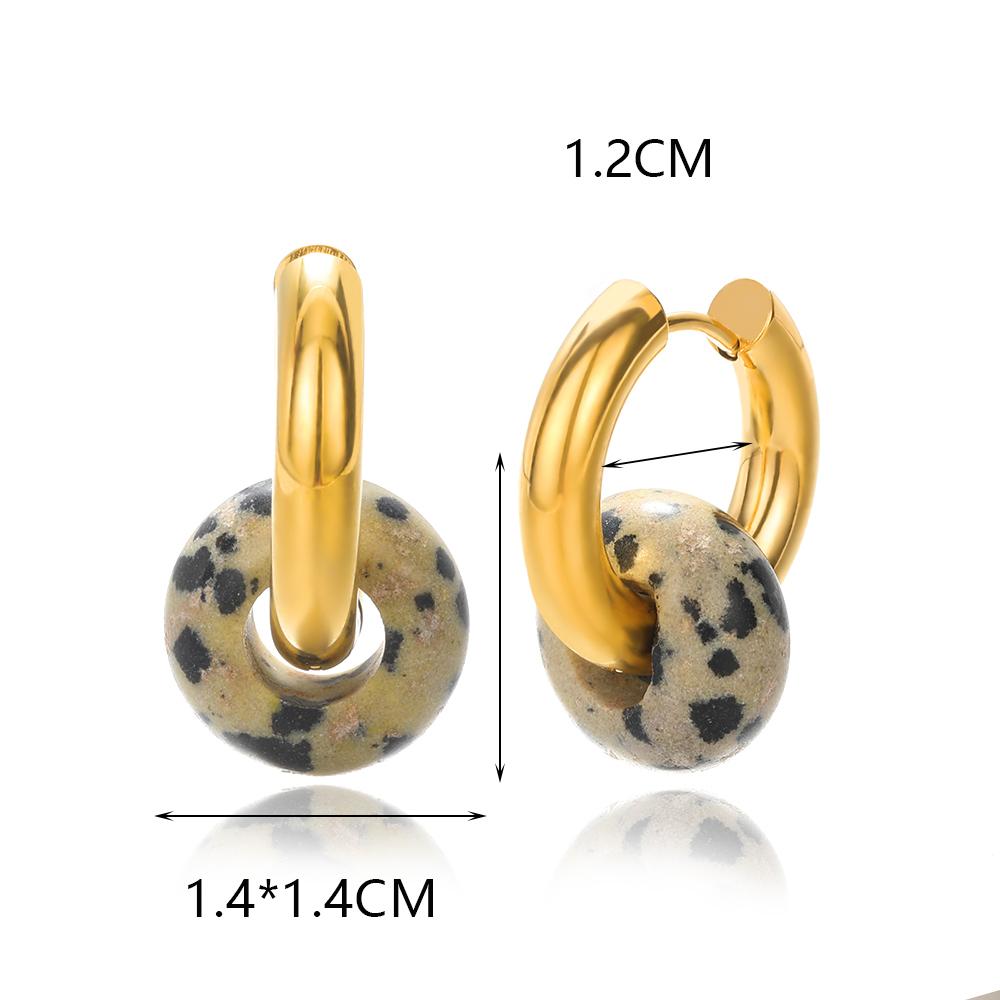 Kolorowe Kolczyki Koła z Kamienia Naturalnego Dla Kobiet Stal Nierdzewna Opal Okrągłe Geometryczne Kolczyki Wiszące Moda Biżuteria Boho Prezenty