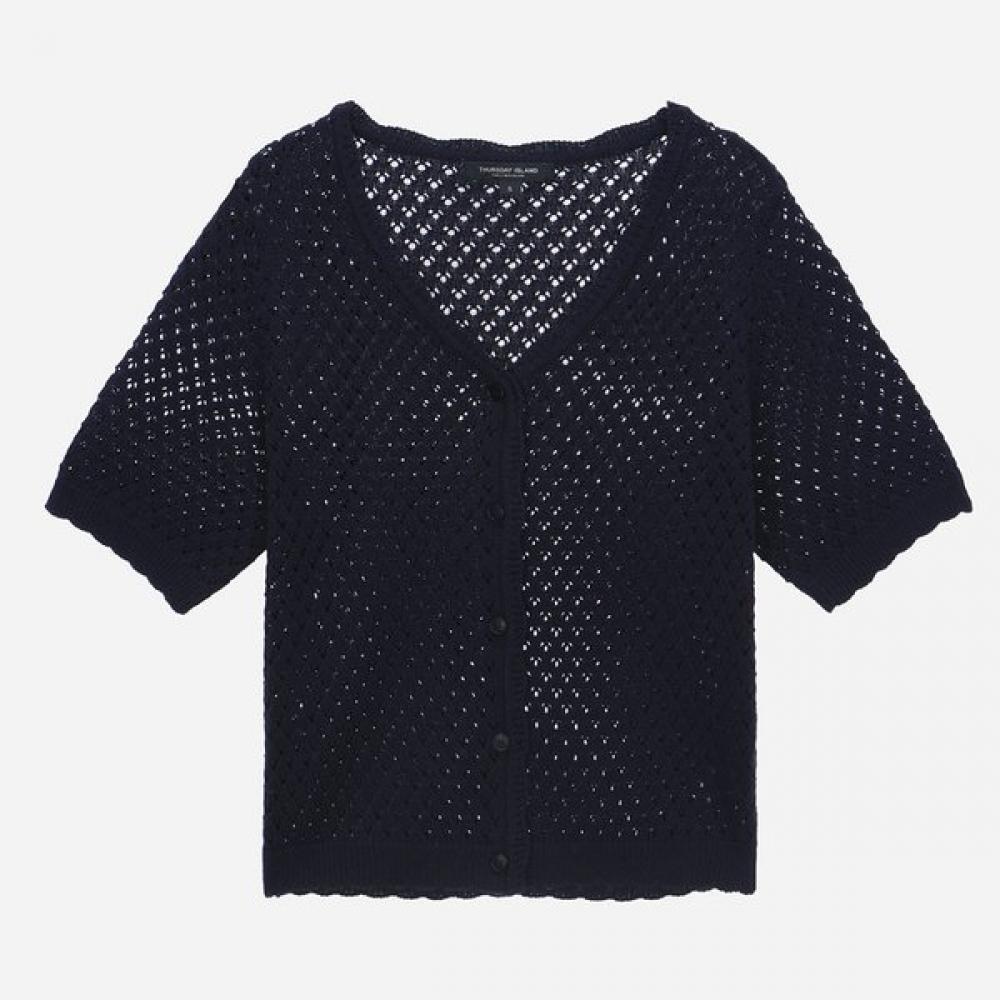

Thursday Island Crochet V Neck Cardigan T256mcd132w Navy (NV)/S