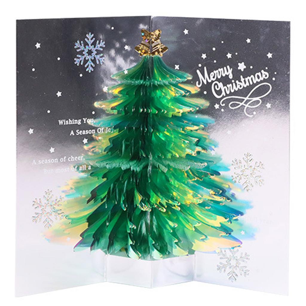 3D Christmas Card Sparkling Hand-Made Christmas Tree 3D Pop-Up Card Xmas Ornament For New Year DIY Greeting Card Gift Present