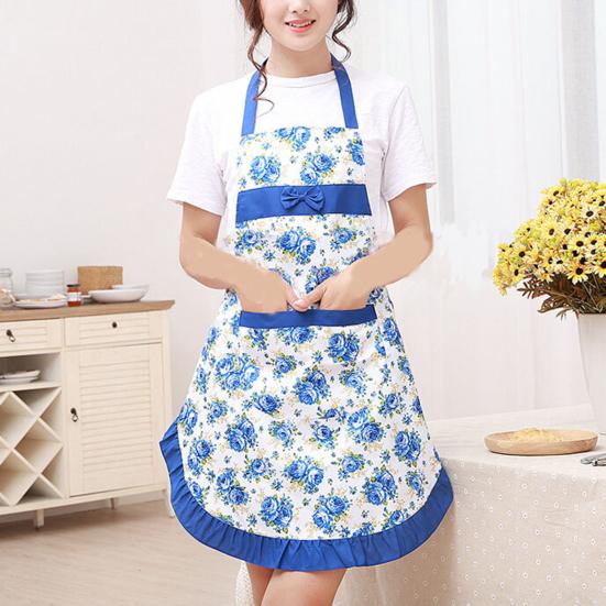 Baking Apron Soft Texture with Pocket Waterproof Sleeveless Anti-oil Ladies Fashion Cooking Apron for Kitchen