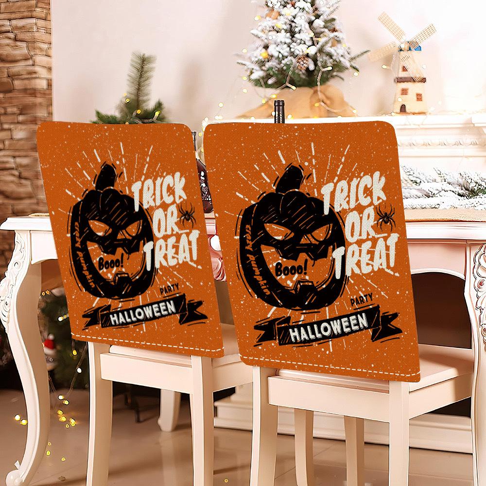 

1pcs Halloween Theme Printed Chair Cover Classic Horror Pumpkin Castle Series Chairs Case For Home Halloween Party Decoration 49x58cm