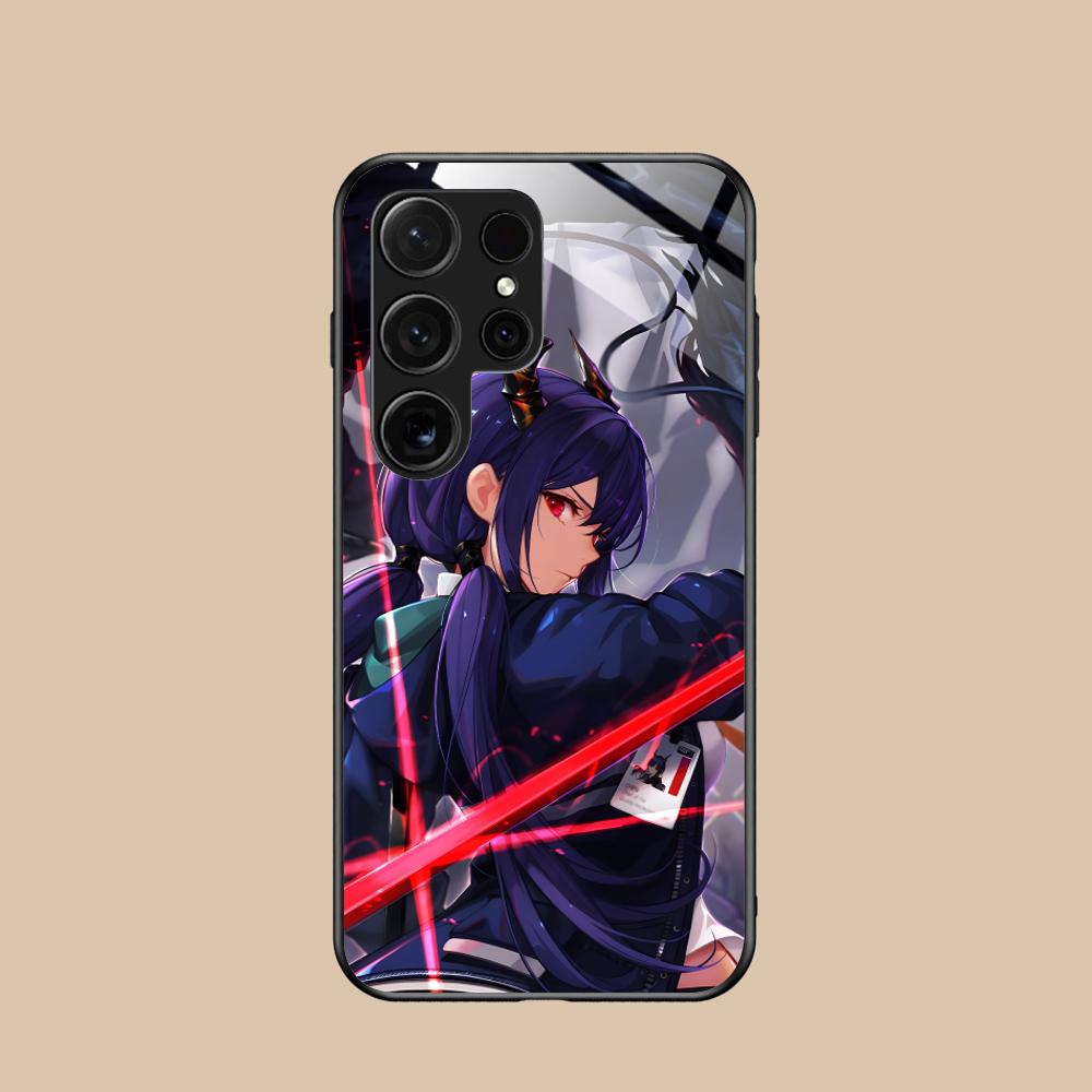 Arknights Chen Glass Mobile Phone Case for Samsung Galaxy S26 S25 S24 S23 S22 S21 S20 Note20 Plus FE Ultra Colorful Cover