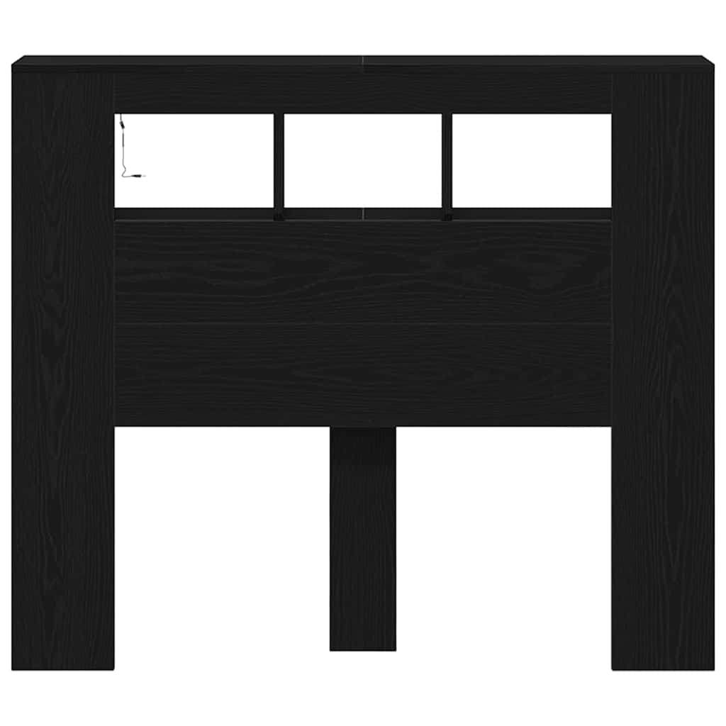 LED Headboard in Black with Oak Effect 120 x 18.5 x 103.5 cm