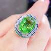 CMM tippkvaliteetne suure sõrmega sõrmus smaragdivärvi ehtetarvikud Reguleeritav sõrmusega peopulm naistele